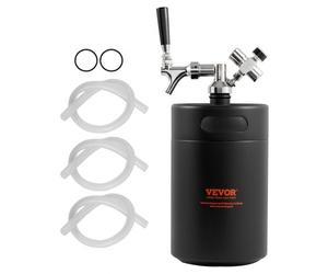 VEVOR Mini Spillatore di Birra Portatile Capacità 5L con Rubinetto, Mini Fusto Nero per Birra Artigianale Portatile Pressione Regolabile 0~30PSI da Campeggio Festa Evento Carnevale, Spillatore Birra