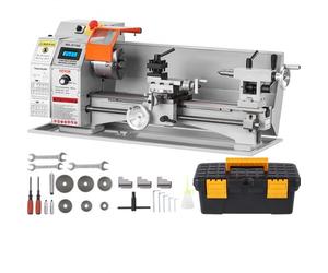 VEVOR Mini Tornio da Banco per Metallo Motore 800W in Ghisa HT200 Velocità tra 150-2500 giri/min Variazione Costante, Mini Tornio per Metalli 80 x 34 x 36 cm Cono Mandrino MT5 Diametro Mandrino 100mm