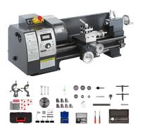 VEVOR Mini Tornio in Metallo, 8x16 Pollici 50-2500PRM Tornio in Metallo a Velocità Variabile per La Lavorazione di Mini Parti di Precisione, L'Elaborazione di Campioni e Lavori di Modellazione