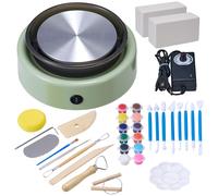 VEVOR Mini Tornio per Ceramica Argilla Elettrico da 158 mm 0-140 giri/min Verde
