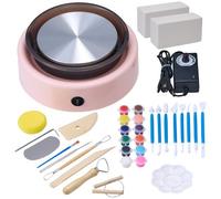 VEVOR Mini Tornio per Ceramica Diametro 158 mm, Piatto Girevole Velocità di Rotazione Regolabile 0-140 giri/min, Tornio per Argilla per Modellare l'Argilla, Adatto per Corsi di Ceramica, Rosa