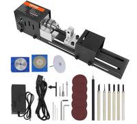 VEVOR Mini Tornio per Legno 96W Utensili Tornio Elettrico di Precisione 7 Velocità Regolabile 4220/5300/5650/6350/6660/7050/8450 giri/min Fresatrice Lavorazione del Legno Fai-da-Te Accessori Completi