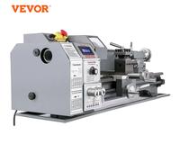 VEVOR Mini Tornio per metallo Mini tornio per metallo 1100w 220x600mm Mandrino da 38mm Mandrino a 3 griffe Motore senza fard Led Macchina per foratura Filettatura