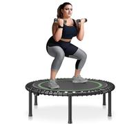 VEVOR Mini Trampolino Pieghevole Fitness 1027 mm, Capacità di Peso 150 kg, Trampolino Elastico per Adulti per Allenamento in Interni/Giardino, Nero e Verde