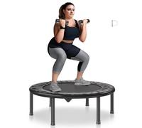 VEVOR Mini Trampolino Pieghevole Fitness 934 mm Trampolino Elastico, Capacità di Peso 100 kg Trampolino da Fitness, Trampolino da Giardino per Adulti per Allenamento in Interni/Giardino, Nero e Verde