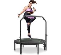 VEVOR Mini Trampolino Pieghevole Fitness Rimbalzo 1045 mm Trampolino da Allenamento Resiliente 150 kg Trampolino Sportivo da Rimbalzo, Maniglia Regolabile in Altezza a 4 Livelli 32 Molle, Nero e Verde