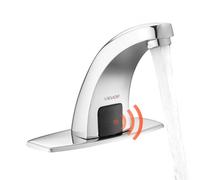VEVOR Miscelatore Automatico senza Contatto con Sensore per Lavabo Cromato Rubinetto con Sensore di Movimento, Acqua Calda Fredda, Portata max 7,6 L/min, Cromato Argento, Lega di Zinco, Cucina Bagno