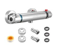 VEVOR Miscelatore Doccia Termostatico Rubinetto Doccia con Blocco di Sicurezza a 38°C Valvole di Controllo della Temperatura con Acqua Calda e Fredda per Camper Hotel con Rivestimento Cromato Argento