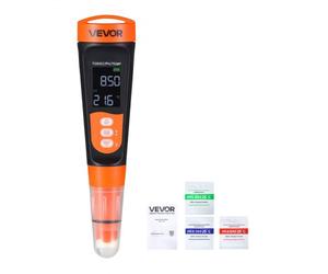 VEVOR Misuratore di pH da Laboratorio, Misurazione Multiparametrica Accurata di pH/EC/TDS, Sonda Impermeabile IP68, Kit Tascabile con Bustine di Polvere di Calibrazione, Display VA, per Analisi Acqua