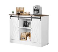 VEVOR Mobile Bar da Caffè 106 x 40 x 81,5 cm Mobiletto da Bar Rustico, 3 Ripiani, Tavolo da Bar con Ante del Fienile, Mobile Bar in Stile Fattoria, Mobile da Buffet con Credenza Rustica per Soggiorno