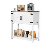 VEVOR Mobile Bar da Caffè 80 x 35 x 88 cm Mobiletto da Bar Rustico con 3 Ripiani, Tavolo da Bar con Ante Magnetiche, Mobile Bar in Stile Fattoria, Mobile da Buffet con Credenza Rustica per Soggiorno