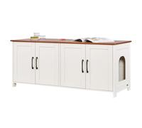 VEVOR Mobile Lettiera per Gatti, Mobiletto Nascosto da 1200 mm con 4 Porte e 2 Ingressi, Mobile da Lettiera in Legno per Gatti, Adatto alla Maggior Parte delle Lettiere, Marrone e Bianco