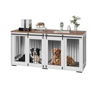VEVOR Mobile per Cuccia per Cani, Cuccia per Cani Interno con Doppie Porte Scorrevoli, Vassoio Rimovibile Tavolo in Legno, Multifunzionale Gabbia per Cani di Varia Taglia, Bianco 1800 x 600 x 861 mm