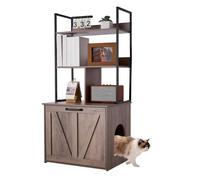 VEVOR Mobile per Lettiera per Gatti da 60 cm con Ripiani Portaoggetti, Stile Moderno, Tavolino Laterale Impermeabile per Toilette per Gatti, Adatto alla Maggior Parte delle Lettiere, per Soggiorno
