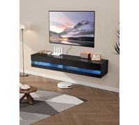 VEVOR Mobile TV galleggiante, centro di intrattenimento da parete da 71 pollici, con presa di corrente e luci LED, moderno ripiano per TV galleggiante con 2 cassetti e armadietto per lettore DVD