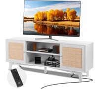 VEVOR Mobile TV in Rattan per TV 1905 mm Supporto TV Boho Presa Integrata Bianco