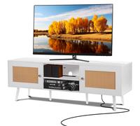 VEVOR Mobile TV in Rattan per TV da 1651 mm Mobile Boho Presa Incorporata Bianco