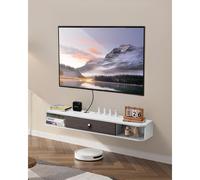 VEVOR Mobile TV Sospeso a Parete con Foro per Cavi, Console Televisiva Galleggiante con Spazio di Archiviazione per Lettore DVD, Console di Gioco, Capacità di Carico 52 kg Bianco, Lunghezza 120 cm