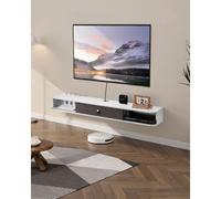 VEVOR Mobile TV Sospeso a Parete con Foro per Cavi, Console Televisiva Galleggiante con Spazio di Archiviazione per Lettore DVD, Console di Gioco, Capacità di Carico 52 kg Bianco, Lunghezza 140 cm