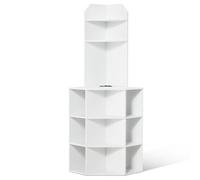 VEVOR Mobiletto Angolare Portaoggetti 6 Ripiani Prese USB da Soggiorno Bianco