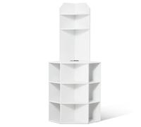 VEVOR Mobiletto Angolare Portaoggetti Altezza 162,6cm, Mobiletto in Legno Indipendente Angolo Triangolare 6 Ripiani con Prese USB Ripiani Regolabili, Mobiletto Angolare da Soggiorno Camera da Letto