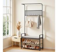 VEVOR Mobiletto Appendiabiti con Scarpiera Panca per Scarpe 3 Ripiani Appendiabiti con Ganci Porta Sciarpa Attaccapanni per Soggiorno Camera da Letto da Corridoio 840 x 340 x 1830 mm