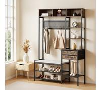 VEVOR Mobiletto Appendiabiti da Ingresso Appendiabiti con Scarpiera 2 Cassetti per Soggiorno Camera da Letto, Mobiletto Attaccapanni Autoportante 1200 x 400 x 1800 mm con Ganci Porta Sciarpa Scarpe