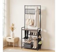 VEVOR Mobiletto Appendiabiti da Ingresso Appendiabiti con Scarpiera Ripiani Portaoggetti per Soggiorno Camera da Letto, Mobiletto Attaccapanni 750 x 300 x 1800 mm con Ganci Porta Sciarpa Scarpe