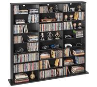 VEVOR Mobiletto Armadietto 142 x 22 x 130 cm Porta DVD CD Libri Giochi Multimediale 24 Scomparti 8 Ripiani, Armadio Autoportante Salvaspazio per CD DVD Dischi di Giochi per Studio Soggiorno Casa, Nero