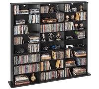 VEVOR Mobiletto Armadietto 142 x 22 x 130 cm Porta DVD CD Libri Giochi Multimediale 24 Scomparti 8 Ripiani, Armadio Autoportante Salvaspazio per CD DVD Dischi di Giochi per Studio Soggiorno Casa, Nero