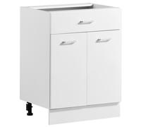 VEVOR Mobiletto Base Pronto per Montaggio Larghezza 60cm 1 Cassetto 2 Ante Mobiletto non Assemblato, 600x475x815mm, Chiusura Ammortizzata, Ripiano Regolabile, per Cucina, Ufficio, Soggiorno, Bagno