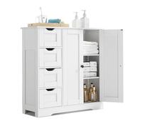 VEVOR Mobiletto da Bagno a 3 Ripiani Autoportante con 2 Ante 4 Cassetti Ripiano Regolabile, Armadietto da Pavimento per Cucina Soggiorno Ingresso, Mobiletto da Cucina Bianco