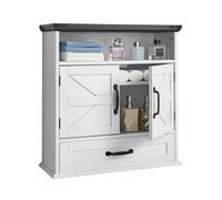 VEVOR Mobiletto da Bagno Pensile con 2 Ante e Ripiani Regolabili, Mobiletto Portaoggetti Pensile per Bagno con Divisorio Aperto e Cassetti per Cucina WC in Truciolare, 610 x 230 x 637 mm