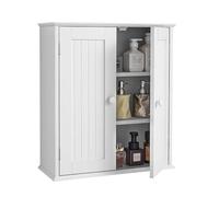 VEVOR Mobiletto da Bagno Pensile per Medicinali 3 Ripiani con 2 Ante e Ripiani Regolabili, Mobiletto Portaoggetti Sopra il WC per Montaggio a Parete, Armadietto Sospeso per WC da Cucina Bianco