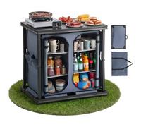 VEVOR Mobiletto da Campeggio Portatile Pieghevole, Cassetto Portatile da Esterno 6 Scomparti Portaoggetti Piano in MDF Carico max 30 kg Postazione Cucina da Picnic Barbecue Feste Viaggio in Camper