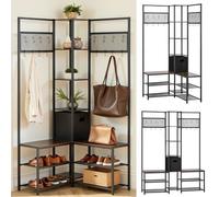 VEVOR Mobiletto da Ingresso Appendiabiti Angolari Ripiani Portaoggetti, Appendiabiti da Angolo Porta Vestiti Scarpe Cappelli Camera da Letto 840 x 840 x 1800 mm Attaccapanni Angolari Multifunzionale