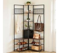 VEVOR Mobiletto da Ingresso Appendiabiti Angolari Ripiani Portaoggetti, Appendiabiti da Angolo Porta Vestiti Scarpe Cappelli Camera da Letto 840 x 840 x 1800 mm Attaccapanni Angolari Multifunzionale