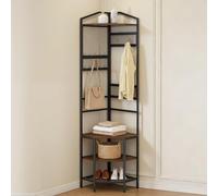 VEVOR Mobiletto da Ingresso Appendiabiti Ripiani Portaoggetti, Appendiabiti da Angolo Scarpe Cappelli per Camera da Letto Altezza 181 cm, Attaccapanni Angolari Multifunzionale con Ripiani Ganci