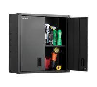 VEVOR Mobiletto da Parete in Metallo, 762 x 310 x 762 mm, Mobiletto Sospeso in Acciaio con Ante con Serratura e Ripiano Regolabile per Garage, Cantina, Cucina, Montaggio Richiesto, Nero