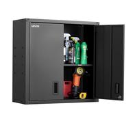 VEVOR Mobiletto da Parete in Metallo, 762 x 310 x 762 mm, Mobiletto Sospeso in Acciaio con Ante con Serratura e Ripiano Regolabile per Garage, Cantina, Cucina, Montaggio Richiesto, Nero