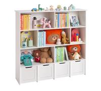 VEVOR Mobiletto di Stoccaggio Portaoggetti di Giocattoli 1255 x 330 x 1180 mm, Armadietto Porta Giocattoli 4 Cassetti Mobili, Scaffale per Giocattoli per Camera da Letto, Bianco