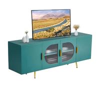 VEVOR Mobiletto Porta TV per Soggiorno Fino a 1905 mm Capacità di Carico di 72,57 kg Tavolo TV con Ante in Vetro, Gambe Dorate e Ripiani Regolabili, per Soggiorno, Camera da Letto, Verde