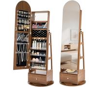 VEVOR Mobiletto Portagioielli Girevole, Altezza 1655 mm, Organizzatore con Specchio a Figura Intera e Spazio di Archiviazione, 2 Chiavi, Tasche per Accessori e Scomparti di Archiviazione e Cassetti