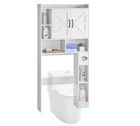 VEVOR Mobiletto Portaoggetti Sopra WC 1680 x 785 x 195 mm Organizzatore per Bagno, Capacità di Carico di 30 kg con Doppia Anta e Ripiano Regolabile, Mobile da Bagno con Ripiano Aperto, Bianco