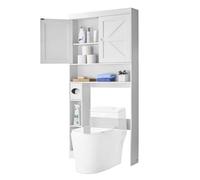 VEVOR Mobiletto Portaoggetti Sopra WC 1713 x 815 x 195 mm Organizzatore per Bagno, Capacità di Carico di 30 kg con Doppia Anta e Ripiano Regolabile, Mobile da Bagno con Ripiano Aperto, Bianco