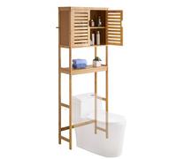 VEVOR Mobile da bagno Mobile da bagno con doppia porta e ripiano regolabile, mobile da bagno salvaspazio a 3 livelli sopra la toilette con ripiano aperto, 65x27x175 cm Mobile portaoggetti naturale