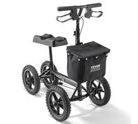 VEVOR Monopattino Pieghevole per Ginocchia Carico160 kg Ginocchia Girevole in Alluminio con Manubrio, Regolabili Altezza, Ruote 30,48 cm per Tutti Terreni, per Lesioni alla Caviglia Rotta e al Piede