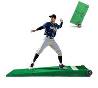 VEVOR Monte di Lancio Portatile per Baseball, 228,6 cm Aiuti per Lancio di Softball per Interni ed Esterni con Erba Sintetica Anti-Scolorimento, Gomma per Lancio, Maniglie per Trasporto, Verde