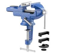 VEVOR Morsa da Banco Portatile con Base Girevole, Morsetto da Banco Rotante a Sgancio Rapido, Base Rialzata, Struttura in Ghisa, per Lavorazione di Legno Metalli, Foratura e Taglio, Mascella 76,2 mm