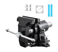 VEVOR Morsa da Banco Taglio Foratura Testa Base Girevole Larghezza 140 mm, Morsa da Tavolo Rotante Base in Ghisa Sferoidale Profondità Gola 70 mm, Apertura Ganasce 125 mm, Forza Serraggio max 25 kN
